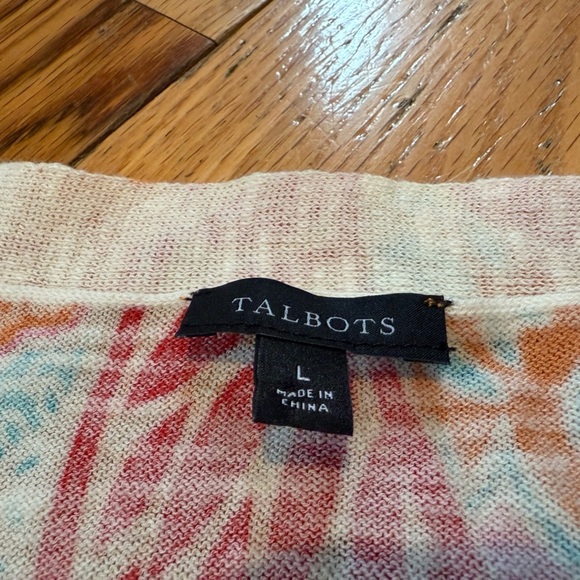 Talbots Sweater Women’s Size L Multicolor Floral Tropical Preppy 100% Cotton - Picture 4 of 9